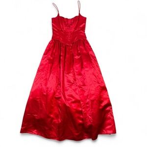 1990s vintage Jessica McClintock for Gunne Sax red satin ballgown